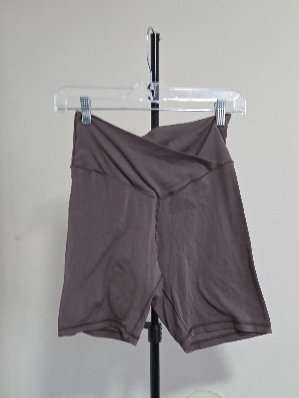 aerie Foldover Waist Bike Shorts in Taupe